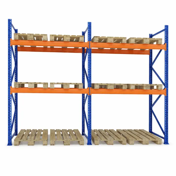 Raft depozitare paleți, 2 nivele, 2300 kg/nivel – H:2500mm x L:3870mm x W:1100mm - Handlekraft Raft depozitare paleți, 2 nivele, 2300 kg/nivel – H:2500mm x L:3870mm x W:1100mm