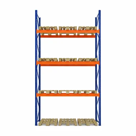 Raft depozitare paleți, 3 nivele, 2400 kg/nivel – H:4000mmx L:1980mm x W:1100mm, 2400 kg/nivel