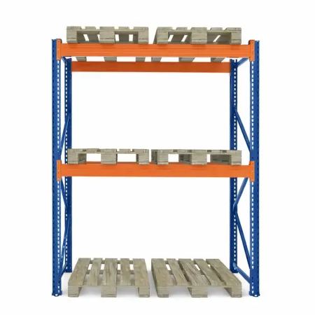 Raft depozitare paleți, 2 nivele, 2400 kg/nivel – H:2500mm x L:1980mm x W:1100mm, 2400 kg/nivel