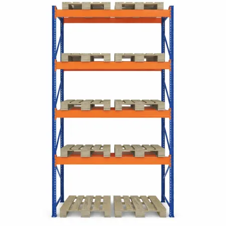 Raft depozitare paleți, 4 nivele, 2400 kg/nivel – H:6000mm x L:1980mm x W:1100mm, 2400 kg/nivel