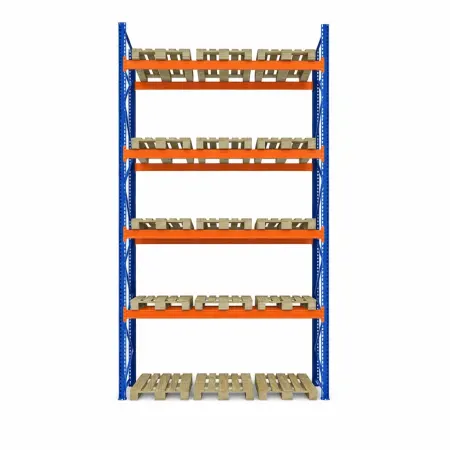 Raft depozitare paleți, 4 nivele, 3000 kg/nivel – H:6000mm x L:2880mm x W:1100mm, 3000 kg/nivel
