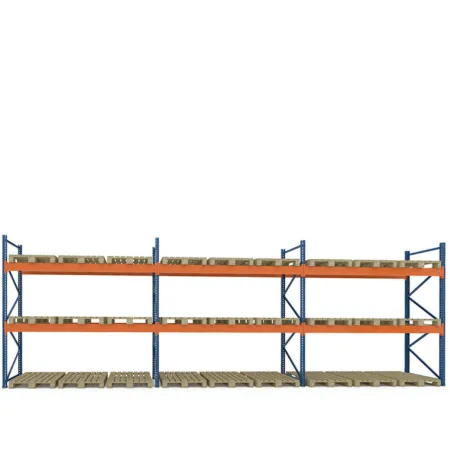 Raft depozitare paleți, 2 nivele, 2500 kg/nivel – H:3000mm x L:10260mm x W:1100mm