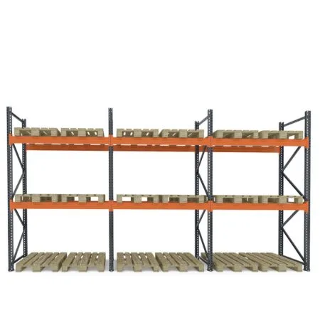 Raft depozitare paleți, 2 nivele, 2300 kg/nivel – H:3000mm x L:5760mm x W:1100mm