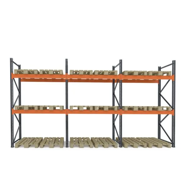 Raft depozitare paleți, 2 nivele, 2300 kg/nivel – H:3000mm x L:5760mm x W:1100mm
