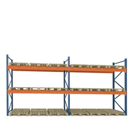 Raft depozitare paleți, 2 nivele, 2300 kg/nivel – H:3000mm x L:6870mm x W:1100mm