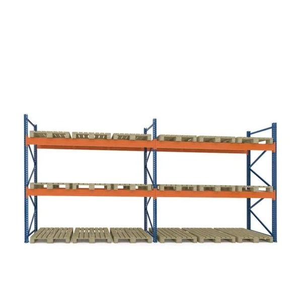 Raft depozitare paleți, 2 nivele, 2300 kg/nivel – H:3000mm x L:6870mm x W:1100mm - Handlekraft Raft depozitare paleți, 2 nivele, 2300 kg/nivel – H:3000mm x L:6870mm x W:1100mm