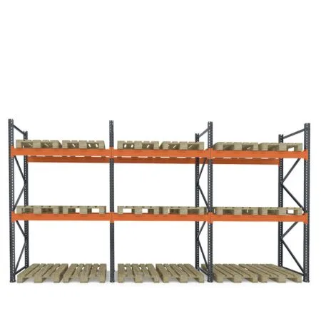 Raft depozitare paleți, 2 nivele, 3000 kg/nivel – H:3000mm x L:8460mm x W:1100mm