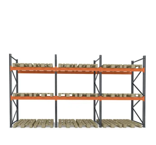 Raft depozitare paleți, 2 nivele, 3000 kg/nivel – H:3000mm x L:8460mm x W:1100mm