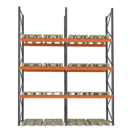Raft depozitare paleți, 3 nivele, 2300 kg/nivel – H:5000mm x L:3870mm x W:1100mm