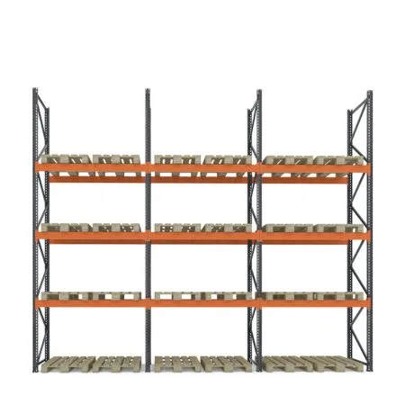 Raft depozitare paleți, 3 nivele, 2300 kg/nivel – H:5000mm x L:9360mm x W:1100mm