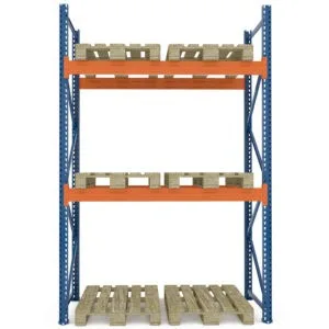Raft depozitare paleți tip extensie, 2 nivele, 2400 kg/nivel – H:3000mm x L:1890mm x W:1100mm, 2400 kg/nivel