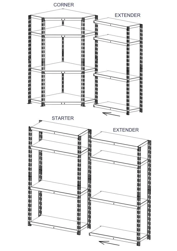 Raft de colt 1800x900x900x400 mm, 1800x1000x400 mm, 1800x1000x400, polite MDF