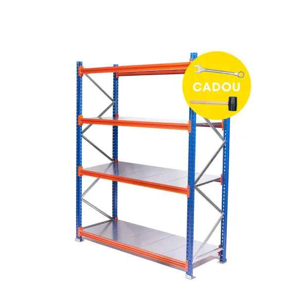 Raft modular cu polițe metalice – H:2000mm x L:2520mm x W:600mm, 350kg/nivel, include polite metalice