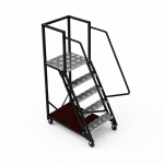 Scară mobilă cu platformă cu aluminiu cu balustradă și roți - 1148x1079x700 mm, 4+1 trepte