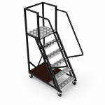 Scară mobilă cu platformă cu aluminiu cu balustradă și roți - 1398x1223x700 mm, 5+1 trepte