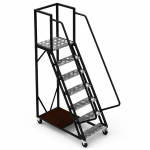 Scară mobilă cu platformă cu aluminiu cu balustradă și roți - 1648x1367x700 mm, 6+1 trepte