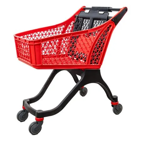 Coș de cumpărături cu roți, 100 L, plastic rezistent, roșu/negru