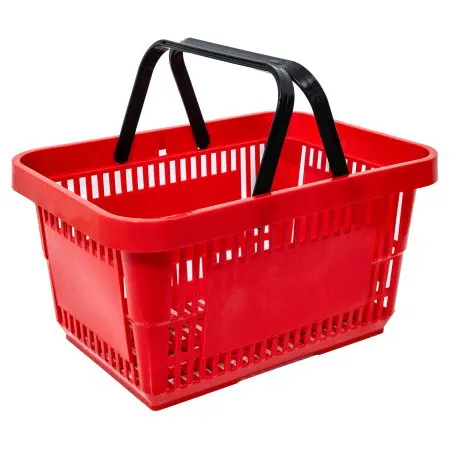Coș de cumpărături de mână, 28 L, plastic rezistent, mâner dublu, rosu