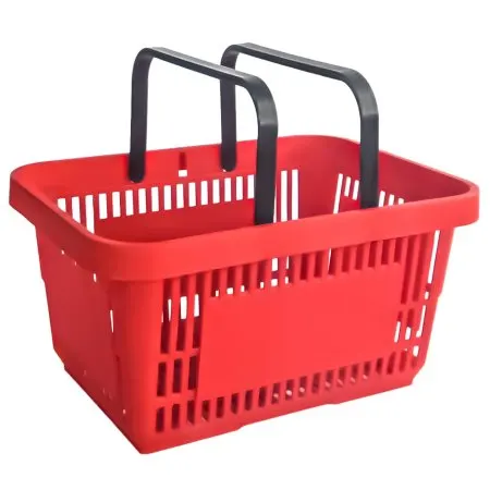 Coș de cumpărături de mână, 22 L, plastic rezistent, mâner dublu,rosu
