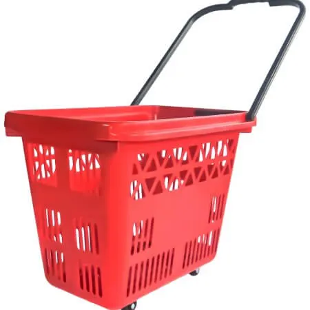 Coș de cumpărături cu roți – 54 L, plastic rezistent,rosu
