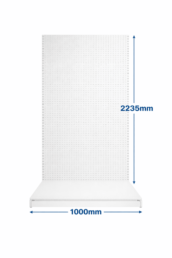 Raft comercial de perete, perforat - H:2235mm x L:1000mm x W:500mm, RAL 9016 nu conține capătul de raft