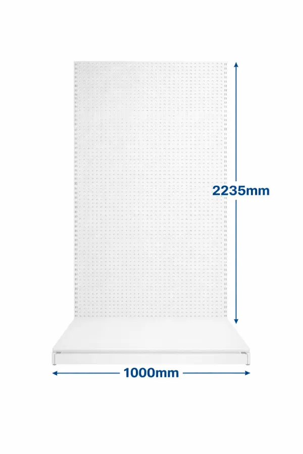 Raft metalic perforat alb de perete – H2235 x L1000 x W300 mm - Handlekraft Raft metalic perforat alb de perete – H2235 x L1000 x W300 mm