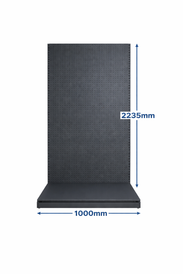 Raft comercial de perete, perforat - H:2235mm x L:1000mm x W:300mm, RAL 7016 nu conține capătul de raft
