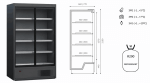 Vitrina frigorifica cu usi din sticla - H:2100mm x L:1250mm x W:770mm, RAL 7016