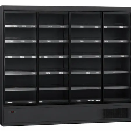 Vitrină frigorifică verticală neagră, cu 4 uși din sticlă XL – H:2100mm x L:2500mm x W:770mm