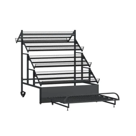Raft fructe si legume cu roți, gri antracit - H:1450mm x L:1290mm x W:1680mm