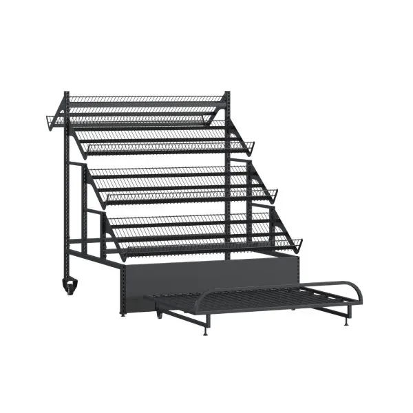 Raft fructe si legume cu roți, gri antracit - H:1450mm x L:1290mm x W:1680mm - Handlekraft Raft fructe si legume cu roți, gri antracit - H:1450mm x L:1290mm x W:1680mm