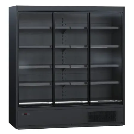 Vitrină frigorifică verticală neagră, cu 3 uși din sticlă – H:2100mm x L:1875mm x W:770mm