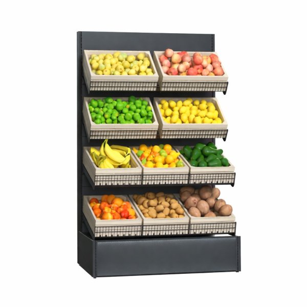 Raft fructe si legume - H:2110mm x L:1295mm x W:760mm, RAL 7016