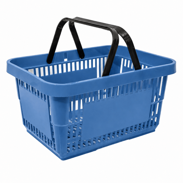 Coș de cumpărături de mână, 22 L, plastic rezistent, mâner dublu,albastru