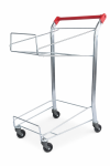 Suport mobil pentru 2 coșuri de cumpărături – metalic, cu roți