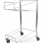 Suport mobil pentru 2 coșuri de cumpărături – metalic, cu roți