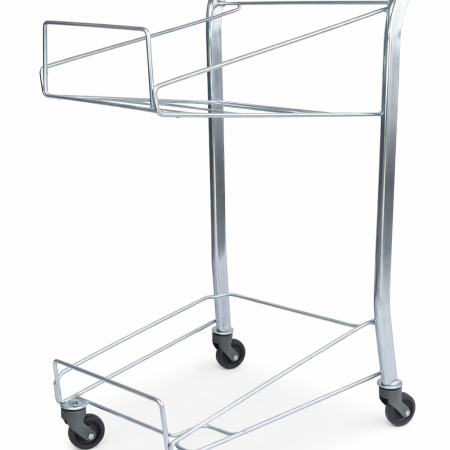 Suport mobil pentru 2 coșuri de cumpărături – metalic, cu roți