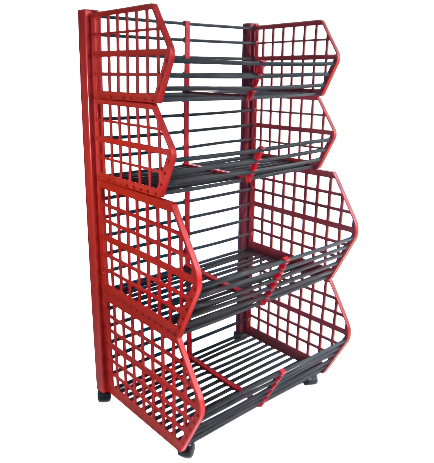 Handlekraft Coș promoțional din plastic cu 4 nivele – H:140cm x L:71cm x W:58cm