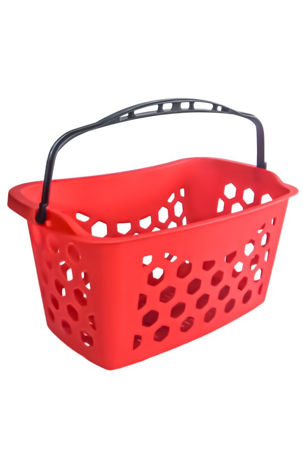 Cos de cumparaturi cu maner - 25 l, rosu (plastic)