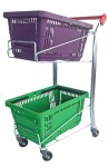 Suport mobil pentru 2 coșuri de cumpărături – metalic, cu roți