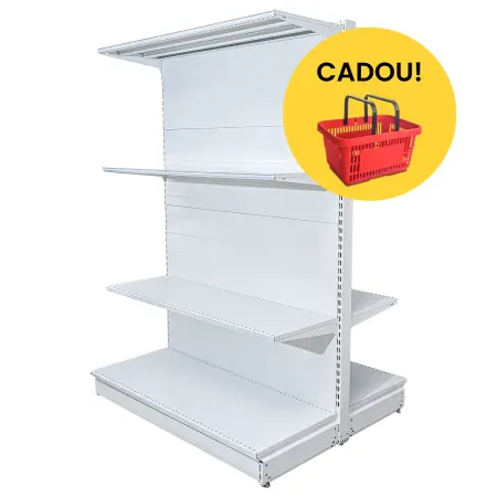 Raft metalic magazin de mijloc (gondolă), alb – H:1470mm x L:1250mm x B:500mm