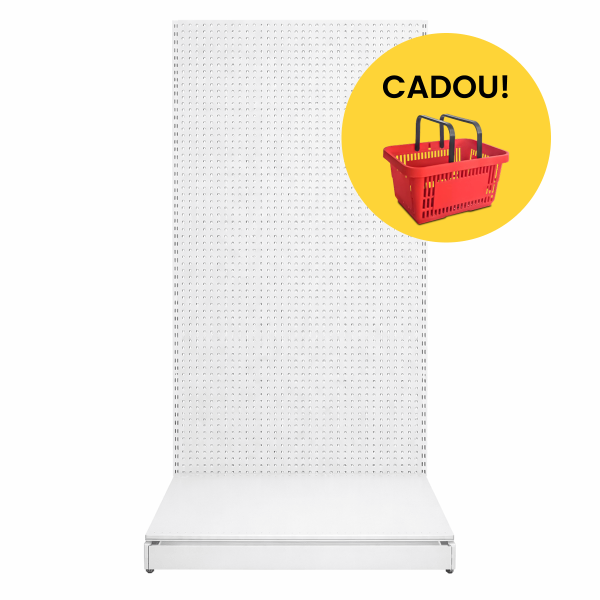 Raft comercial de perete, perforat - H:1473mm x L:1000mm x W:300mm, RAL 9016 nu conține capătul de raft