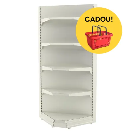 Raft metalic magazin de colț interior, alb – H:2240mm x L:1000mm x W:400mm, RAL 9016