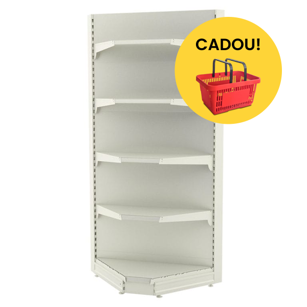 Raft comercial de colț interior – H:2240mm x L:1000mm x W:500mm, RAL 9016 - Handlekraft Raft comercial de colț interior – H:2240mm x L:1000mm x W:500mm, RAL 9016