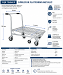 Carucior tip platforma, cu 5 roti - 400kg