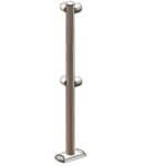 Stalp metalic cromat pentru sistem de ghidare cu 4 conectori 90°