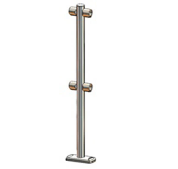 Stalp metalic cromat pentru sistem de ghidare cu 4 conectori 180°