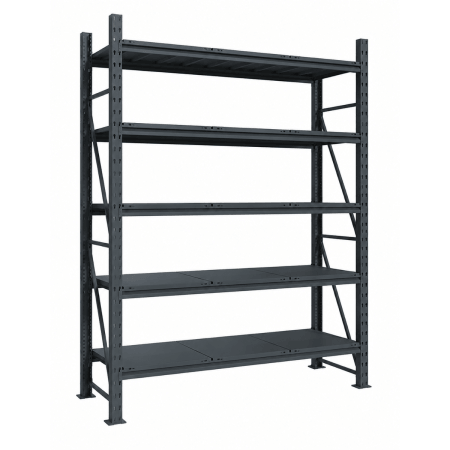 Raft modular calitate premium – H:2127mm x L:1960mm x W:615mm, 300kg/nivel, include 5 polite metalice