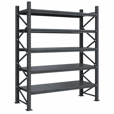 Raft modular calitate premium – H:2127mm x L:1960mm x W:615mm, 300kg/nivel, include 5 polite metalice