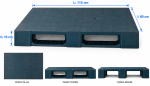 Palet din plastic - L:1150mm x l:800mm x h:150mm